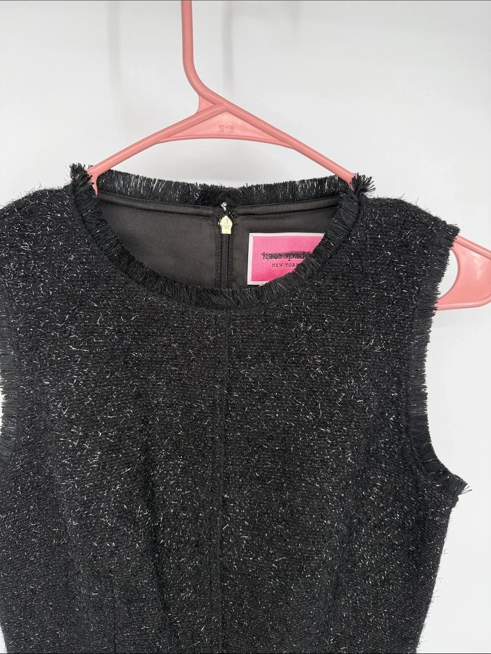 Kate Spade Sleeveless Black tencel Tweed wool blend Dress NWT size 0